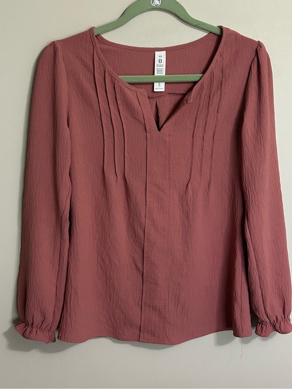 ❤️5 FOR $25❤️ Women's Pintuck Long-Sleeve Blouse — Dusty Rose